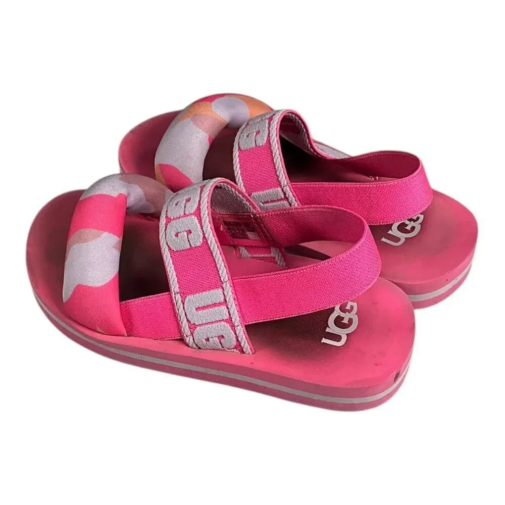 UGG Kids Zuma Sling Sandals Size 13K Pink Camo Pop Excellent Condition Summer